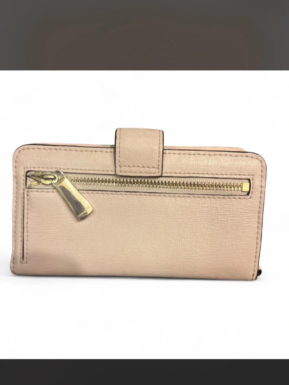 Coach Pale Pink Leather Snap & Zip Wallet